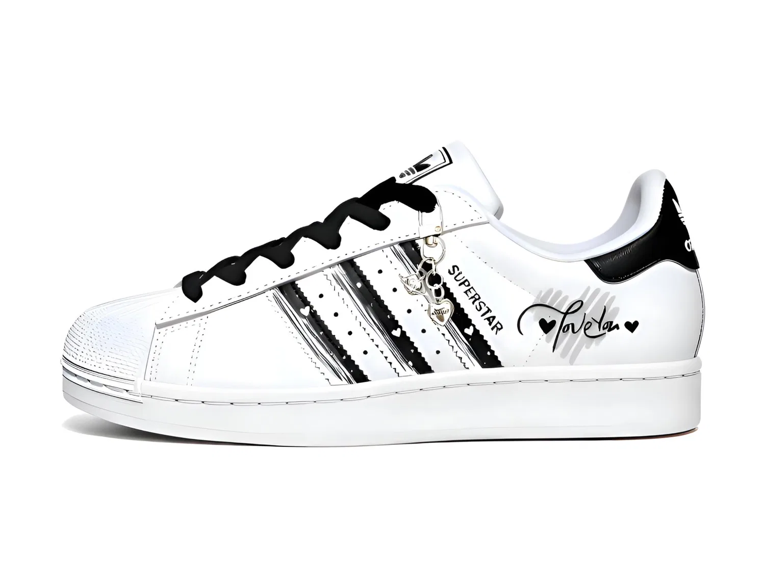 Детские кроссовки-скейтборд с принтом Superstar 2 Adidas Originals, Black White