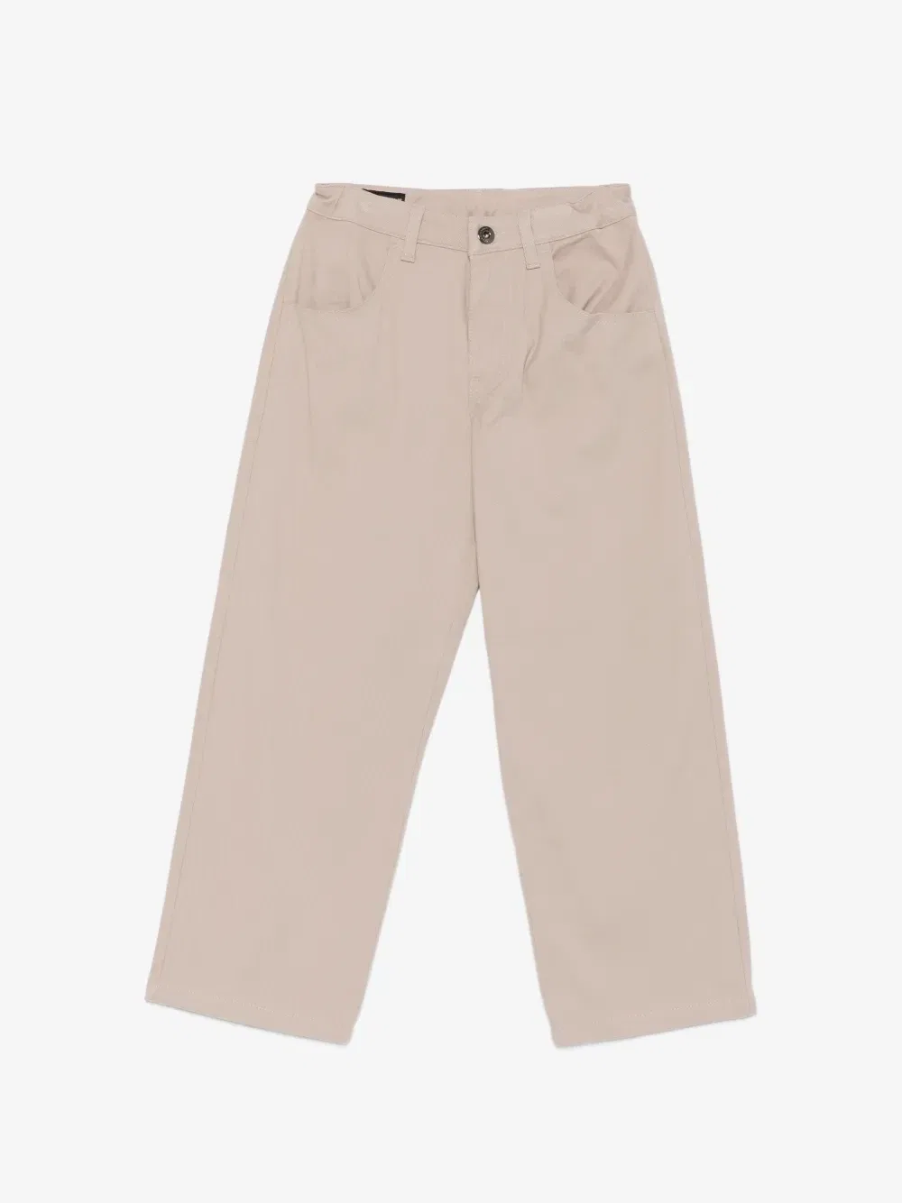 Прямые брюки с вышитым логотипом Emporio Armani Kids, бежевый