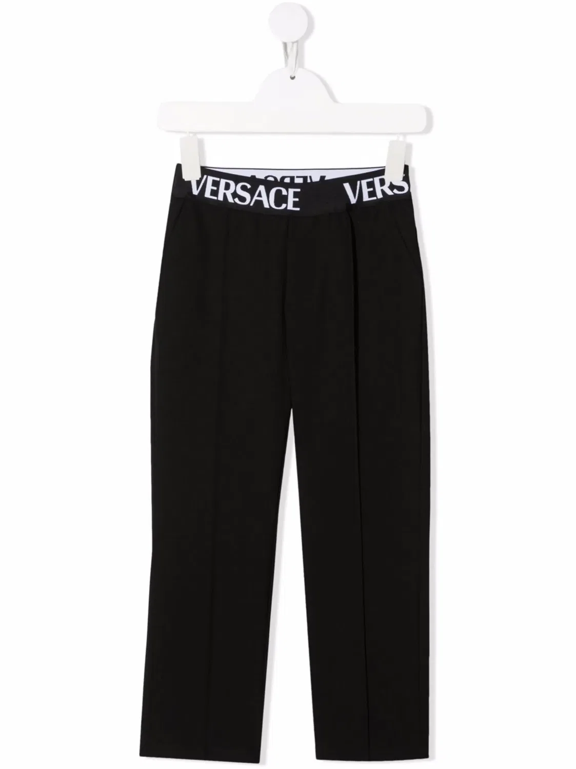 Брюки с логотипом на поясе Versace, черный