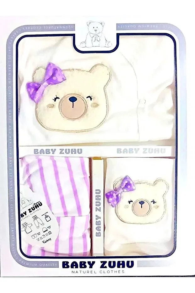 Детский комплект боди для новорожденных с принтом Milays Life Home Collection, Purple — фото 3