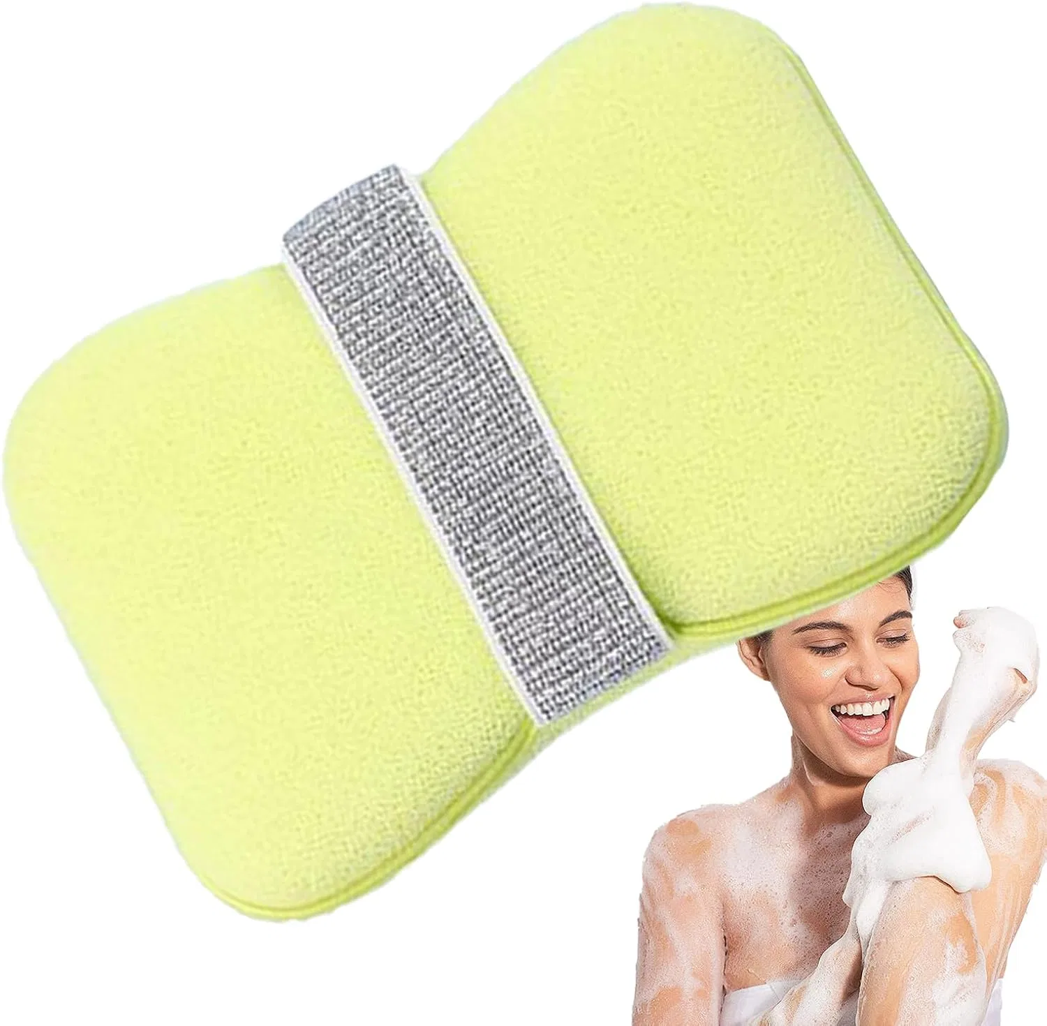 Мочалка для душа с мыльницей, Generic, 12x8.5x2 см, Soft And Thin -Green