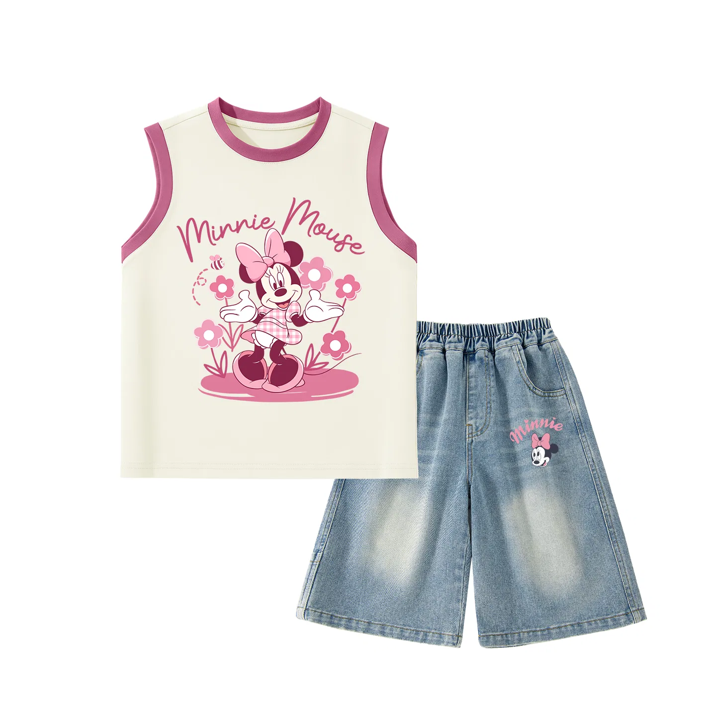 Детский спортивный костюм с круглым вырезом, Disney, Di Xiahui Rose Red+Di Eye-Catching K Denim Blue