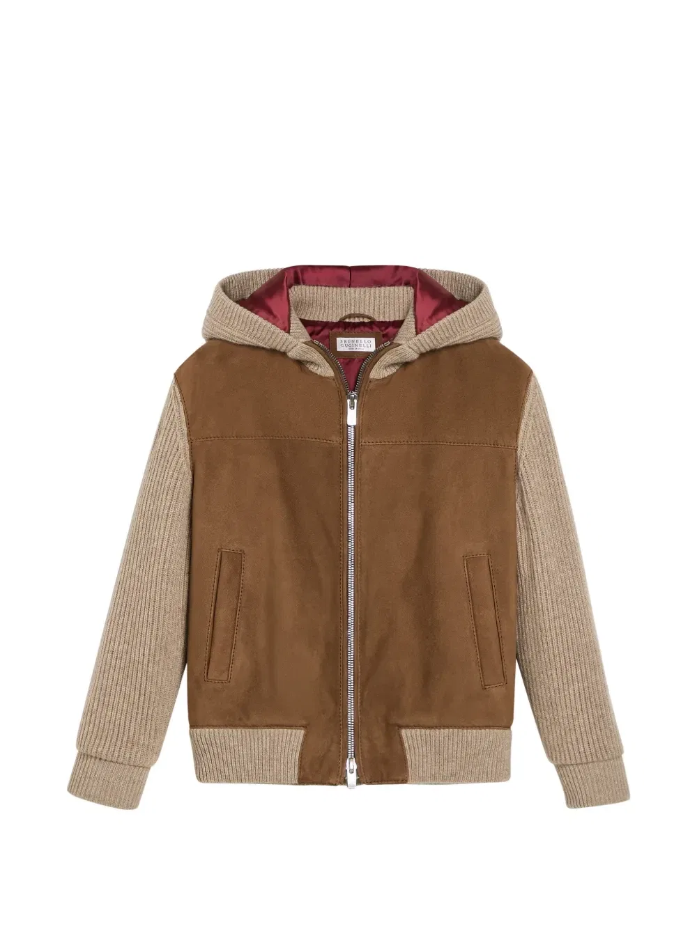 Куртка в рубчик с капюшоном Brunello Cucinelli Kids, бежевый