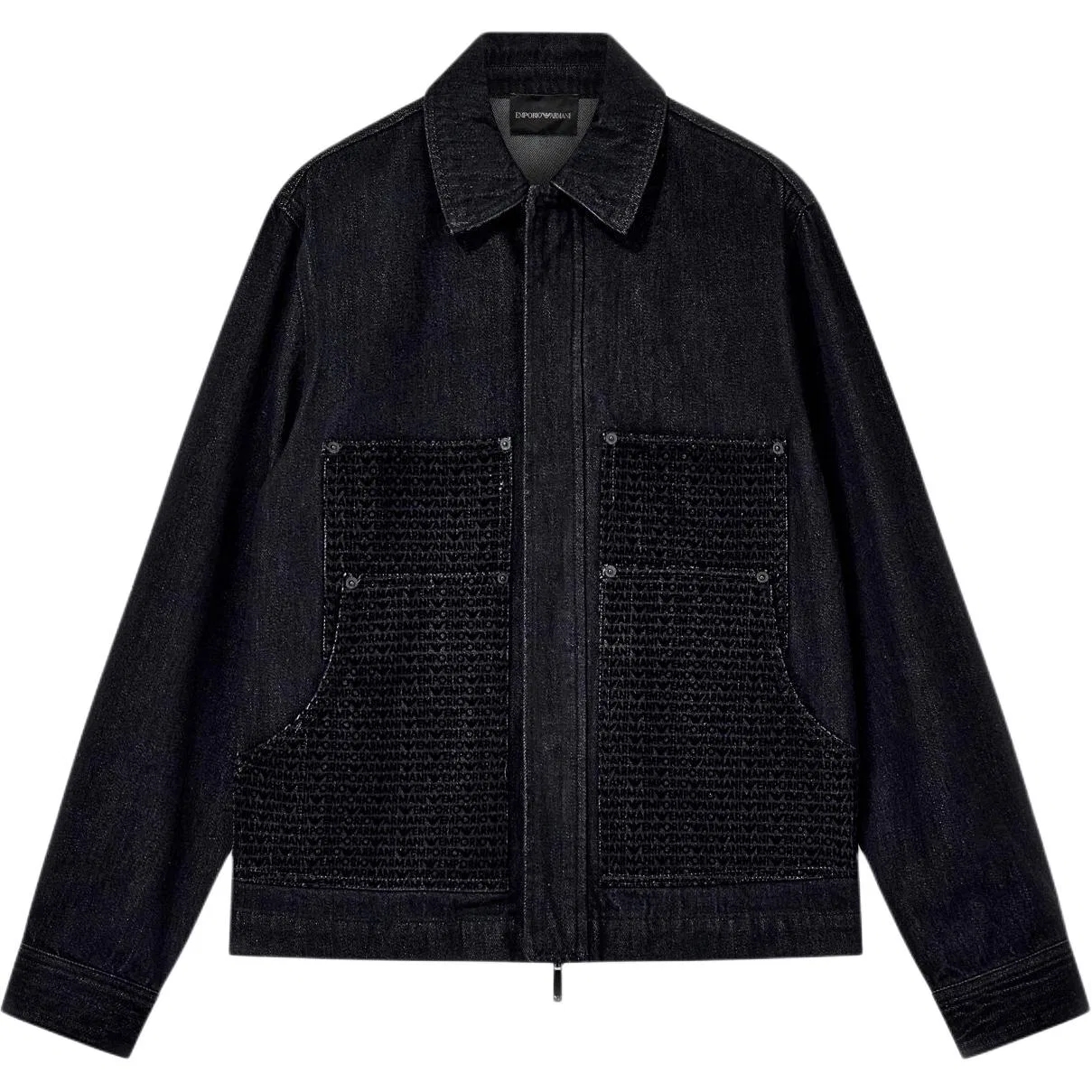 Мужская джинсовая куртка прямого кроя Black EMPORIO ARMANI, Black