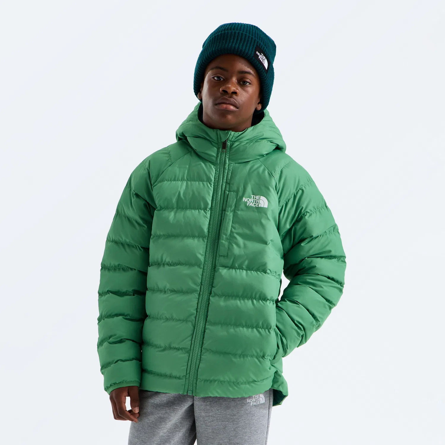 Куртка детская утепленная с капюшоном двусторонняя Reversible Perrito The North Face, Dimmed Algae