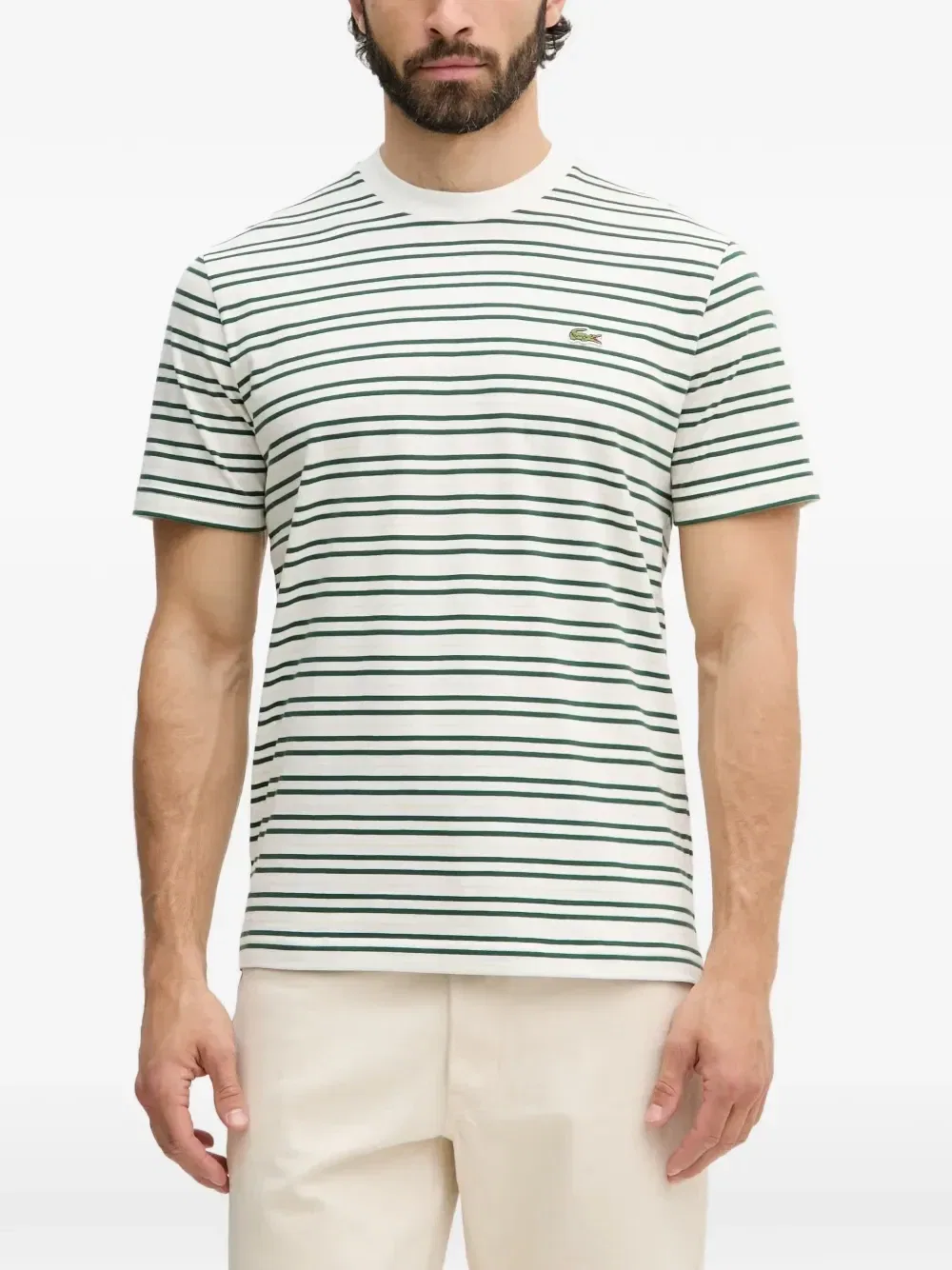 Полосатая футболка с логотипом Lacoste, белый
