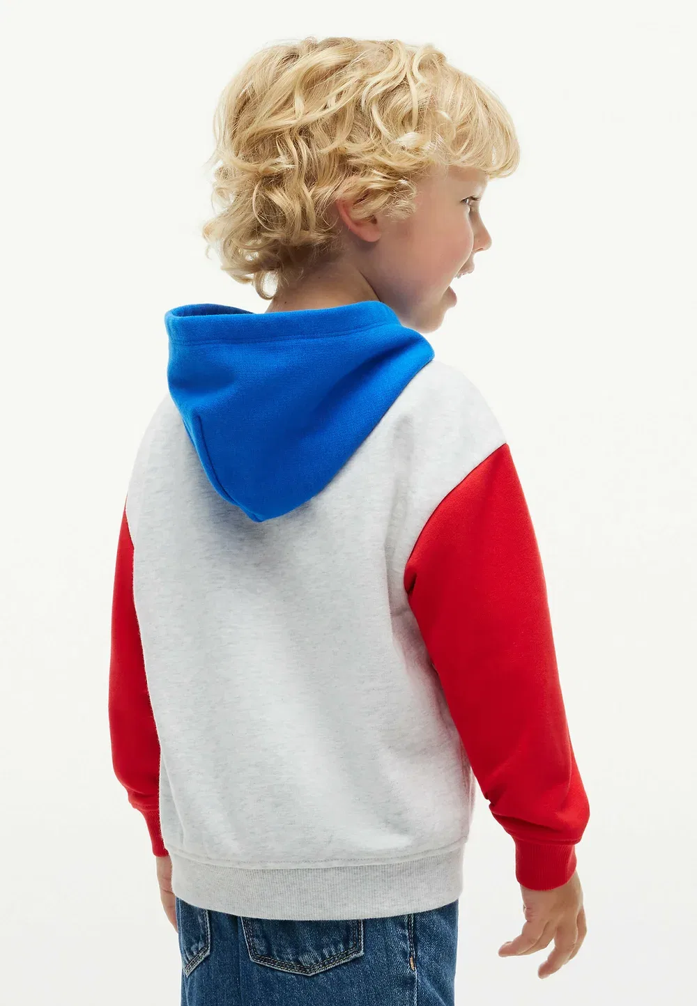 Худи из махровой ткани с цветными блоками и логотипом Tommy Hilfiger, Grey Orange — фото 3