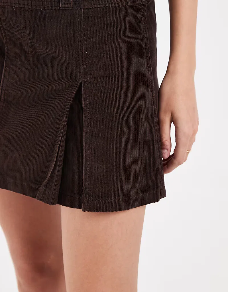 Мини-юбка из плиссированного денима Levis темно-коричневый — фото 3