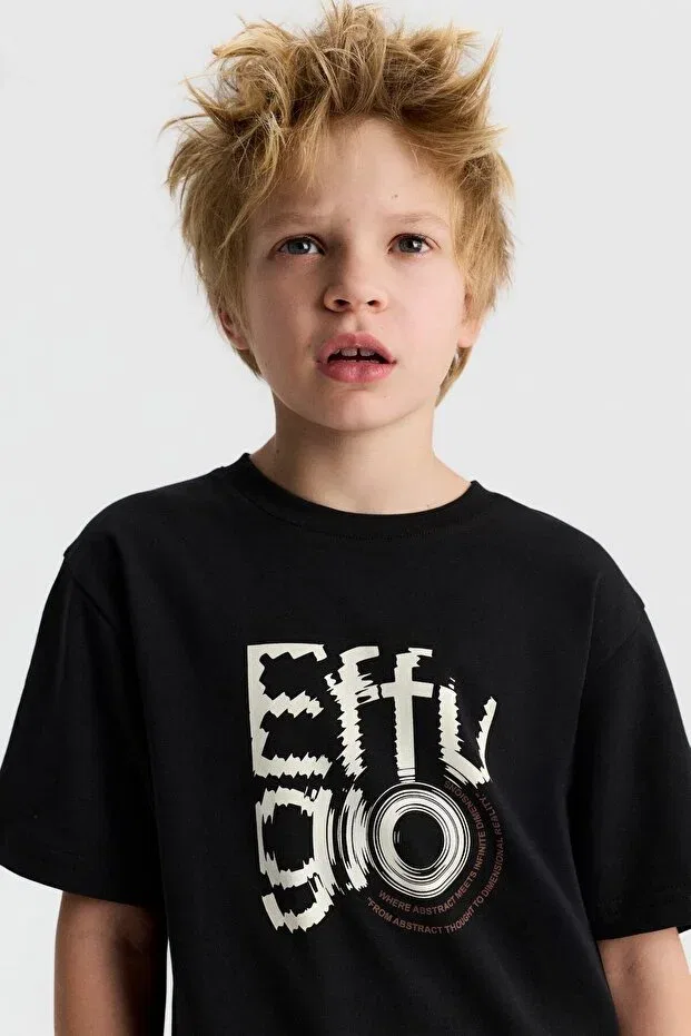 Детская футболка для мальчиков с принтом Marco Nk Kids, Black — фото 2