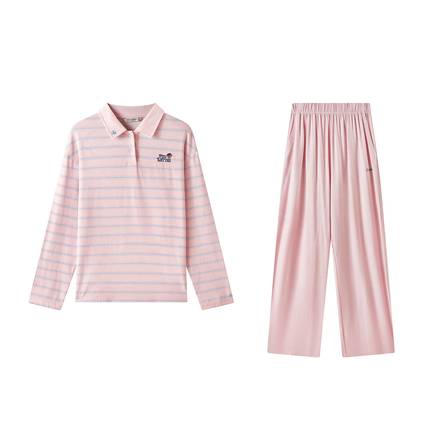 Комплект пижамный Детский с длинным рукавом Teenie Weenie, Pink Blue Stripes