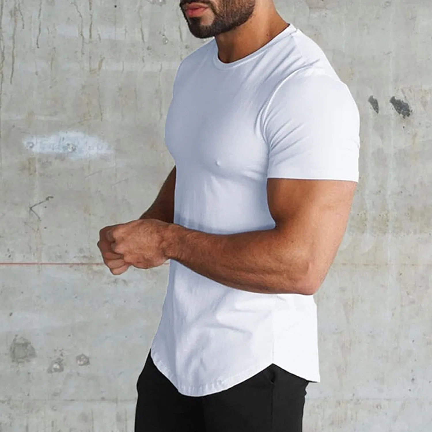 Мужская хлопковая футболка для фитнеса Slim Fit, White — фото 3