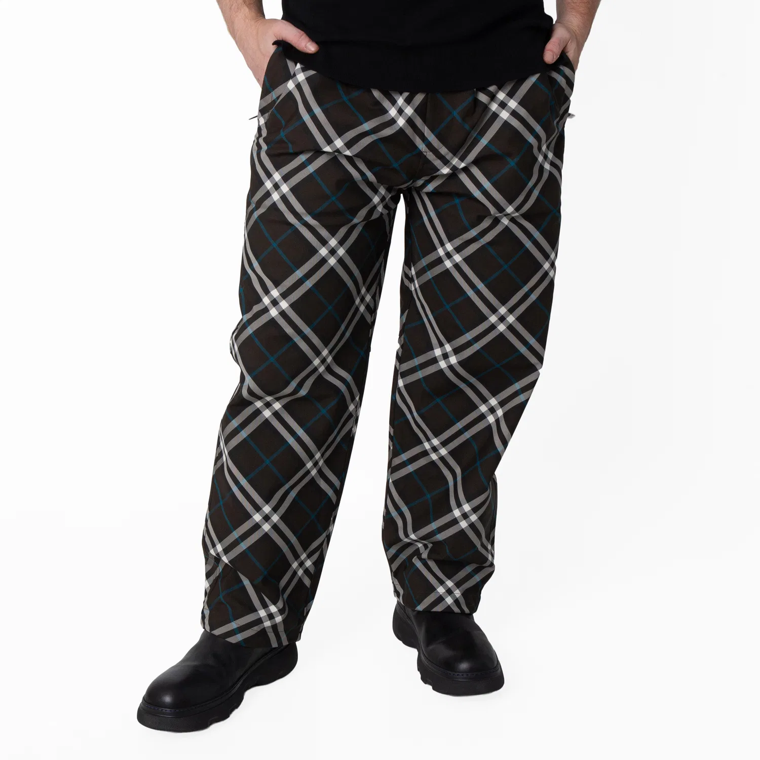 Брюки из твила с принтом Check Print Twill Trousers Burberry, Snug Ip Check