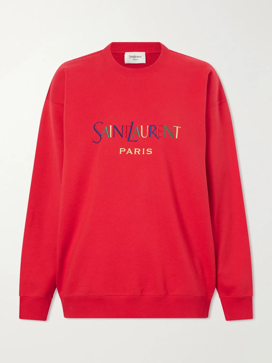 Толстовка из хлопка-флиса с вышитым логотипом SAINT LAURENT, красный