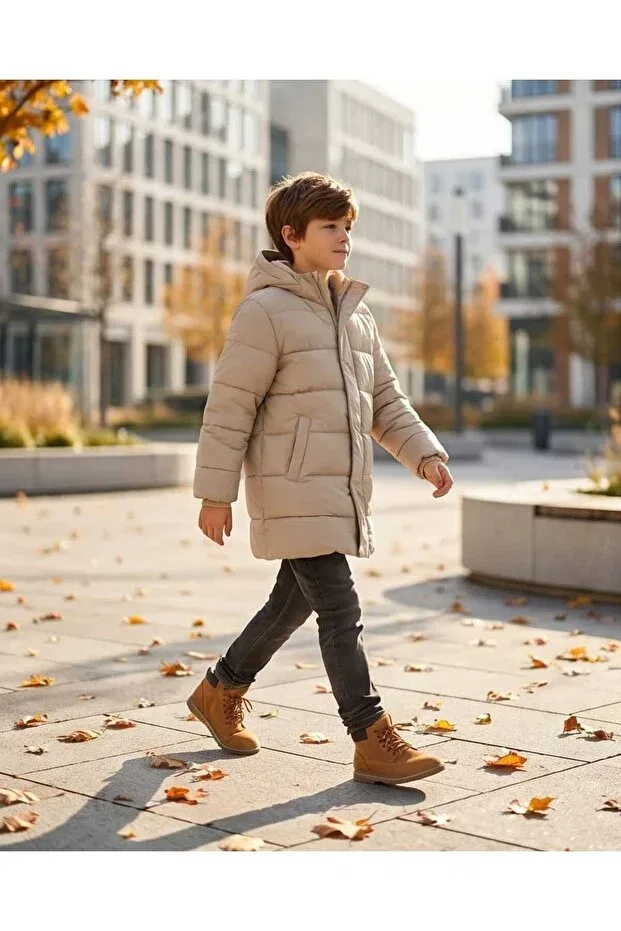 Детское пальто-пуховик с длинным рукавом Koton, Beige