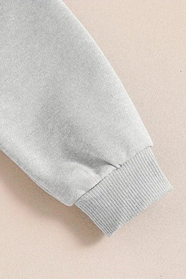 Детские свитшот для девочек с принтом Tractor Printed Sweetline, Gray — фото 4