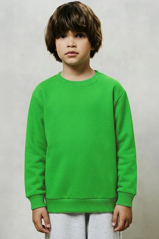 Детский комплект свитшотов с круглым вырезом Long Sleeve Perendi, Yellow-Pistachio Green — фото 3