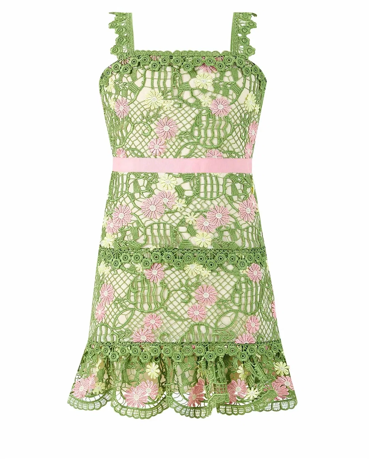 Детское платье-трапеция без рукавов с вышивкой Lana Embroidered Mini Dress MARLO, зеленый — фото 2