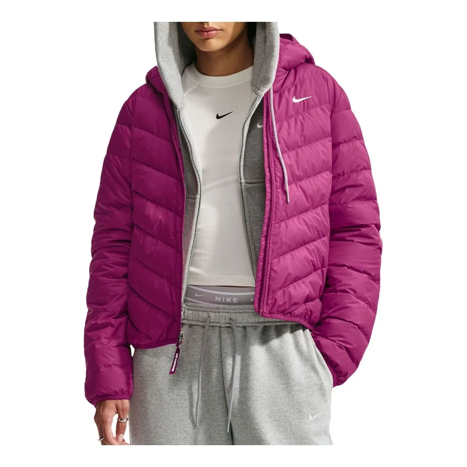 Женская куртка Windpuffer Therma-FIT Hooded Down Jacket 'True Berry Sail' Nike, True Berry/Sail