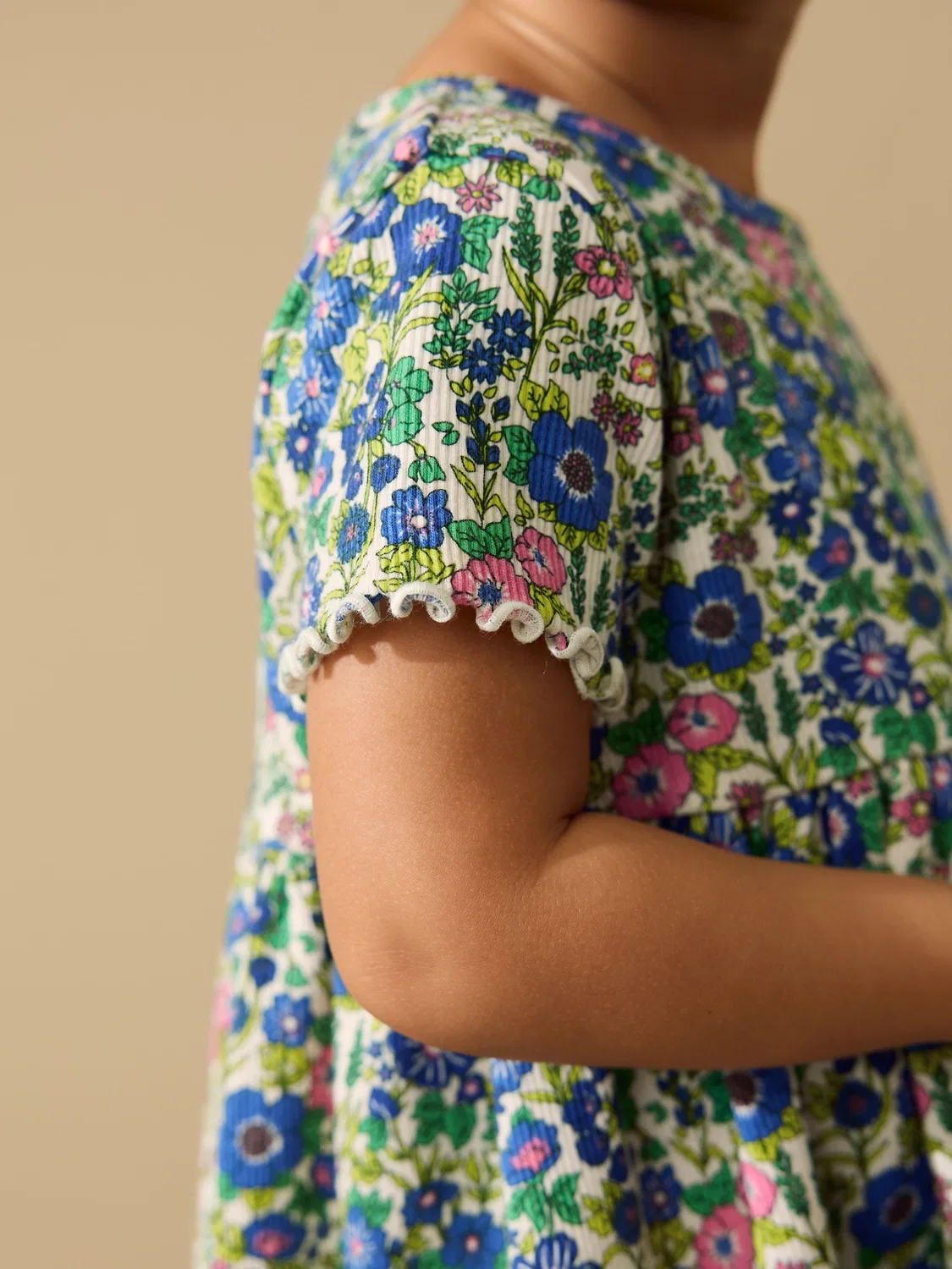 Платье с коротким рукавом, Blue Floral Next, голубой цветочный — фото 3