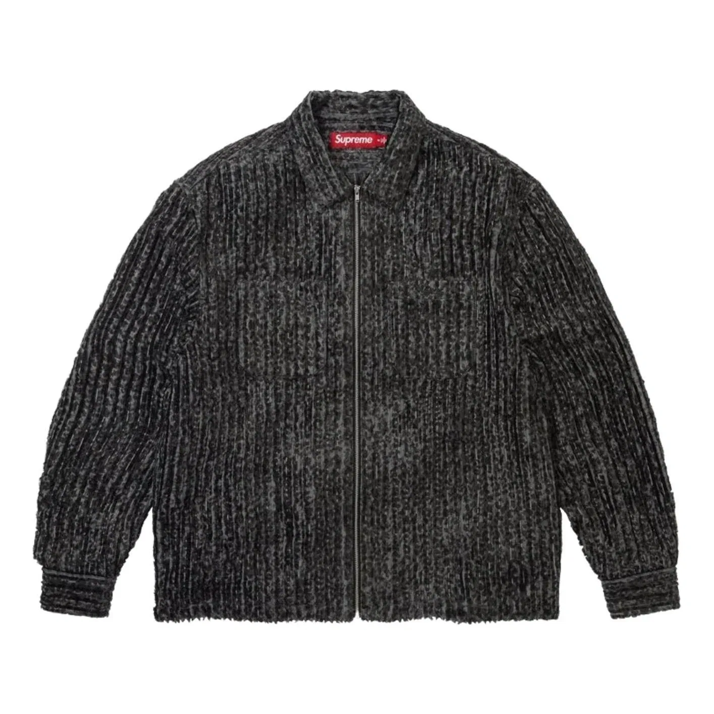Мужская куртка FW26 Leopard Frayed Zip Up Shirt 'Black' Supreme, черный