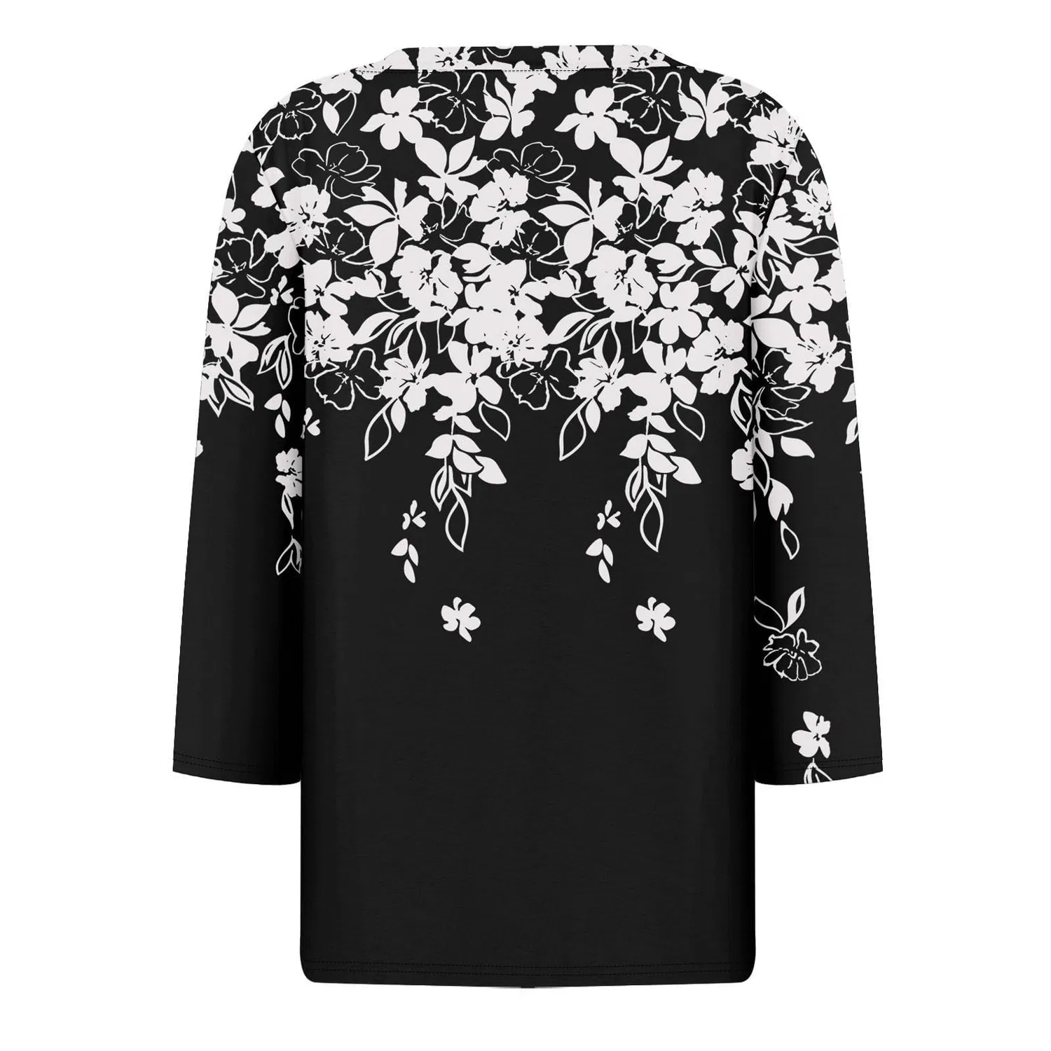Женская блуза с принтом Women Blouses 3/4 Sleeve V Neck Casual Elegant Summer Boho Floral Print Blouses, 23#grigio Scuro — фото 4