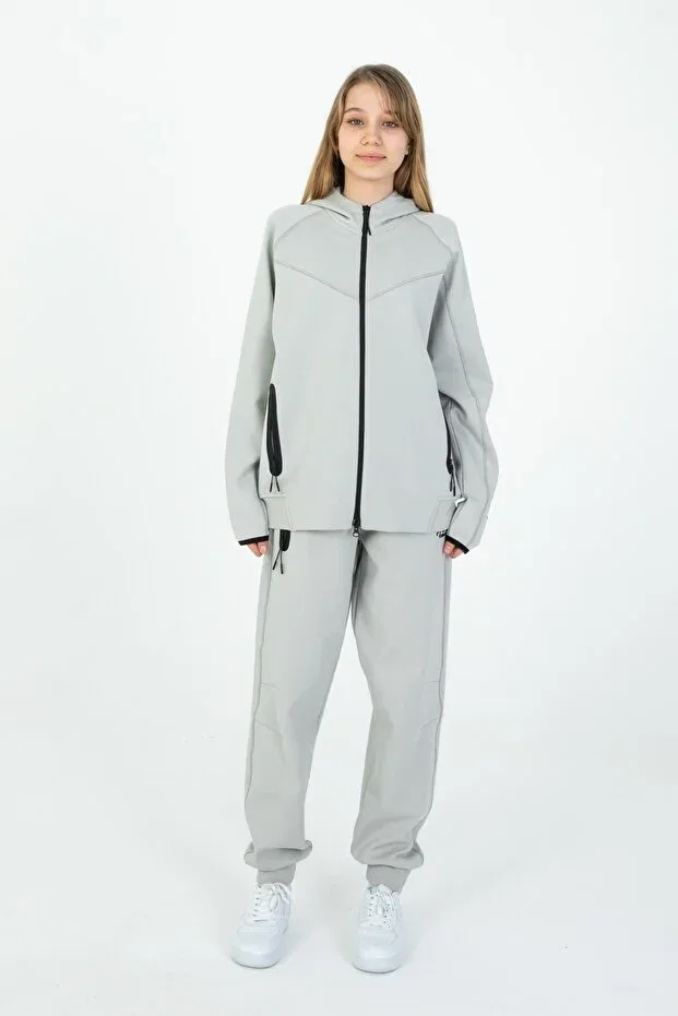 Детский спортивный костюм для мальчика с капюшоном Black One, Painting Gray