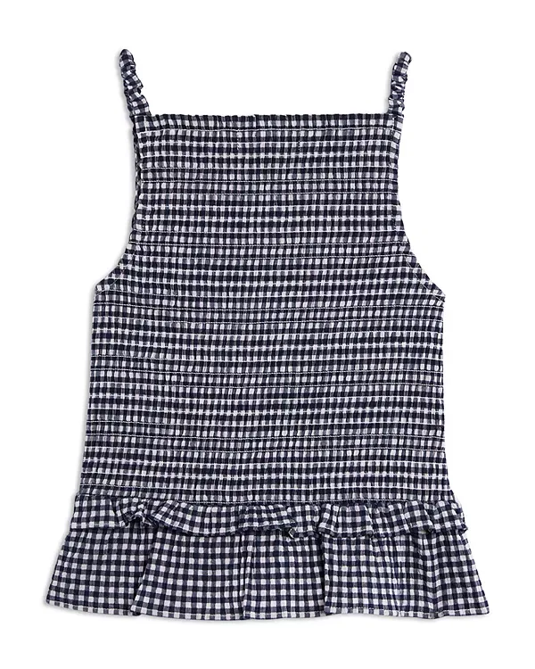 Детский топ для девочек с квадратным вырезом Aqua, Navy Gingham — фото 3