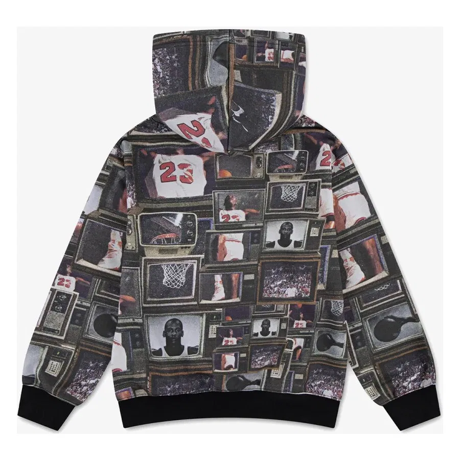 Детский свитшот с принтом Jordan Jdb Mj Brklyn Aop Ft Po Nike, Черный — фото 2