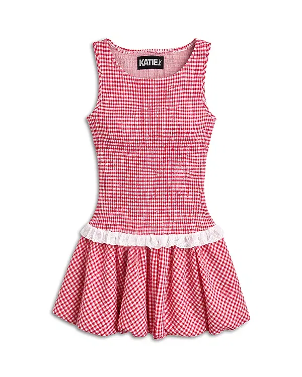 Детское платье для девочек с принтом Joslyn KatieJ NYC, Red Gingham