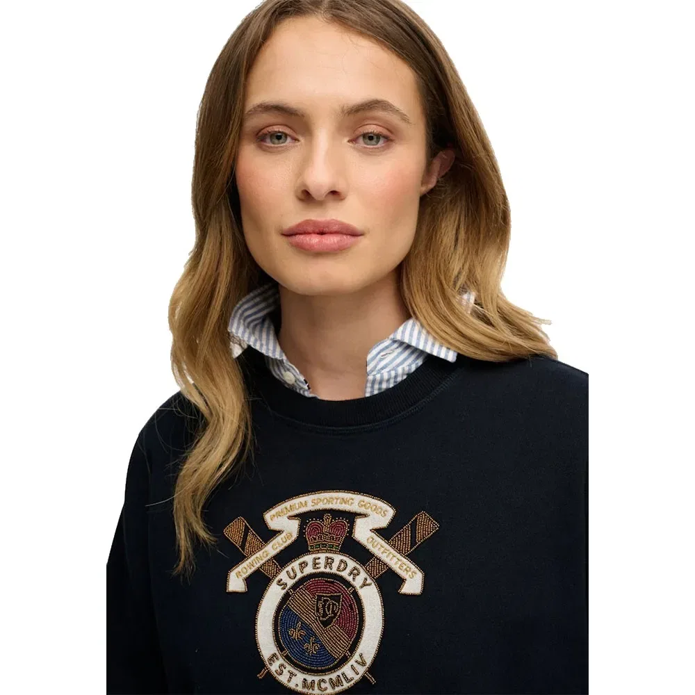 Свитшот свободного кроя Crest Loose Crew Superdry, черный — фото 4