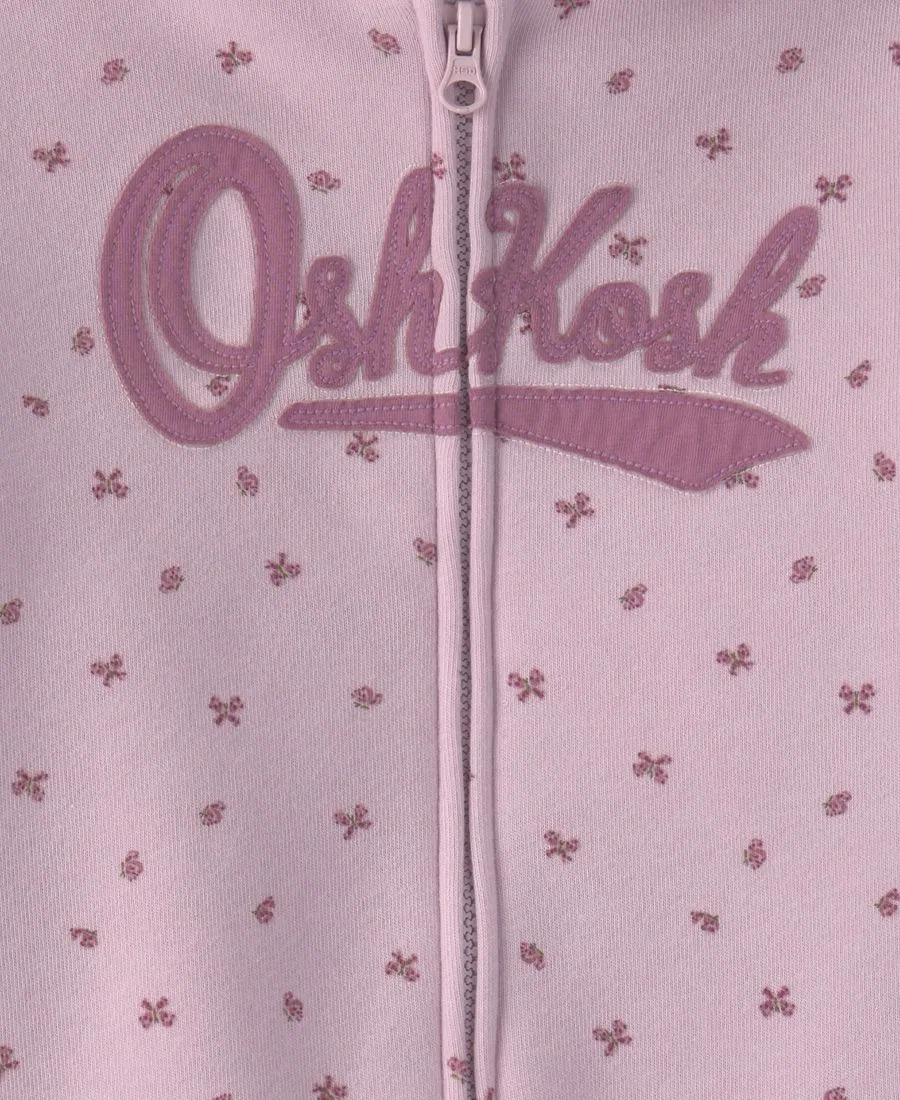 Комплект из флисовой кофты и штанов с флористическим принтом Osh Kosh, Pink — фото 3