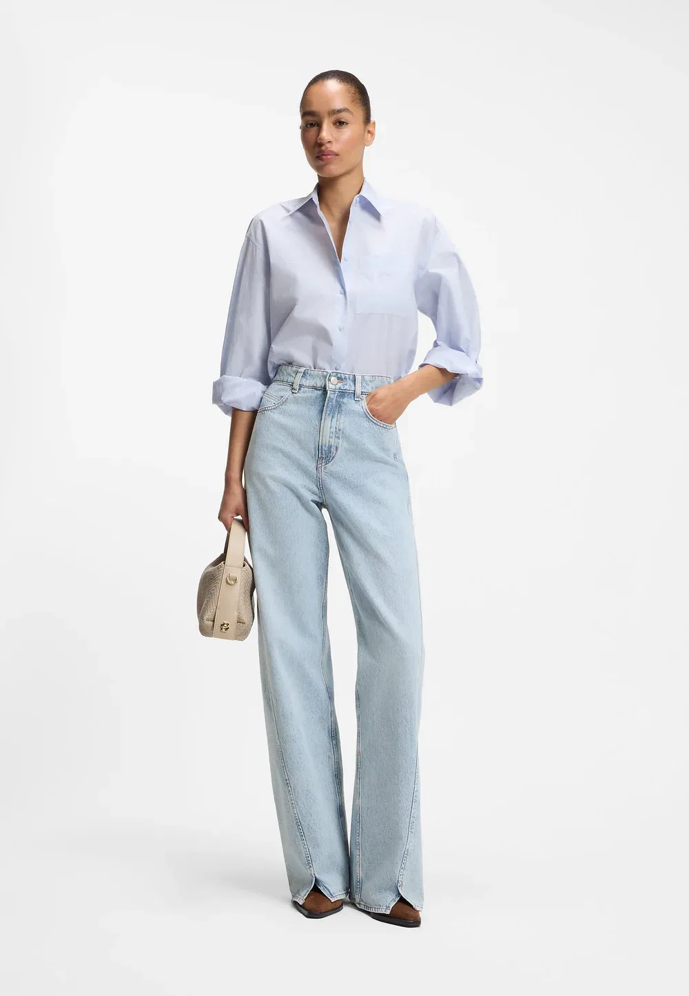 C_Marlene slit hr - wide leg Boss, Open Blue — фото 2