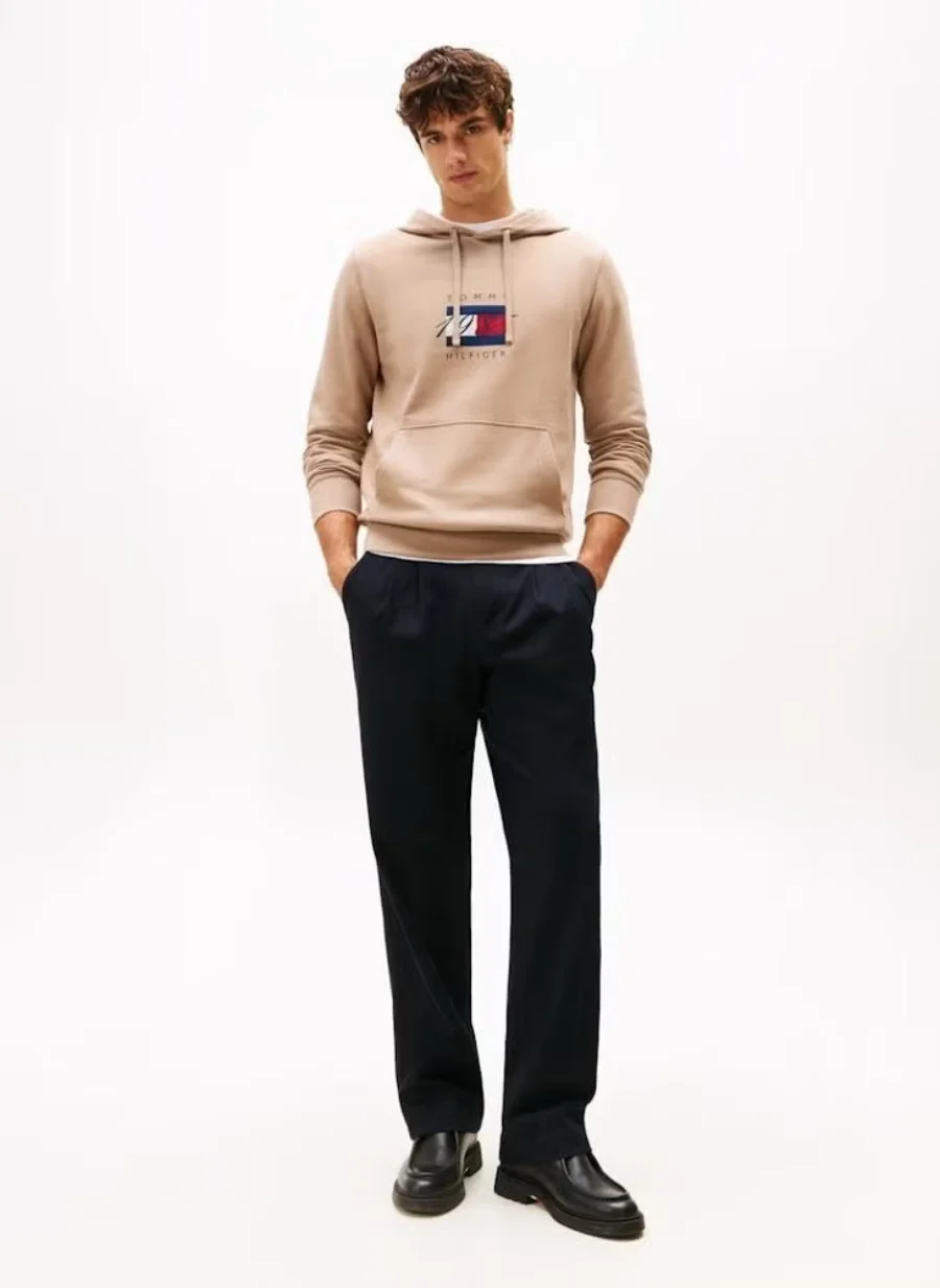Худи Tommy Hilfiger Flag Graphic, серо-бежевый — фото 4