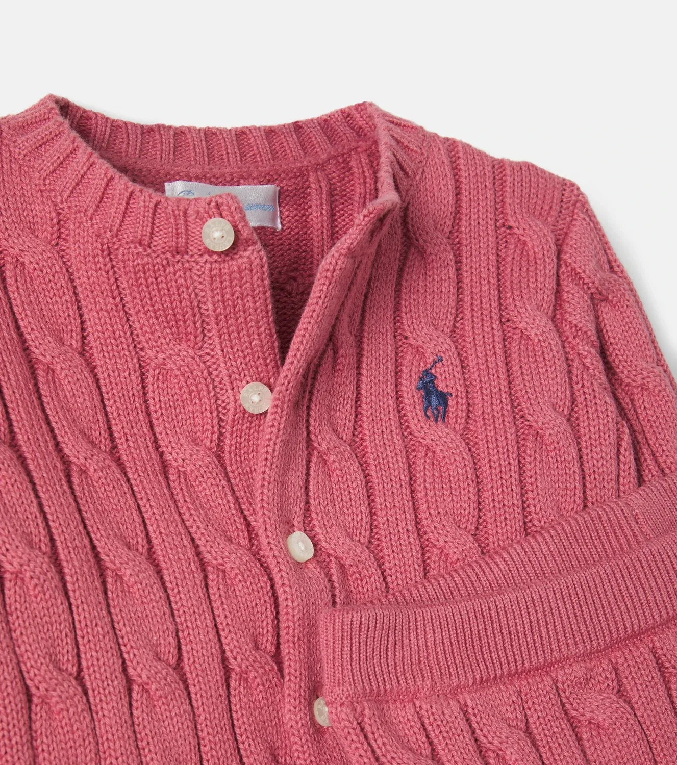 Комплект из хлопкового кардигана и брюк Polo Ralph Lauren Kids, розовый — фото 4