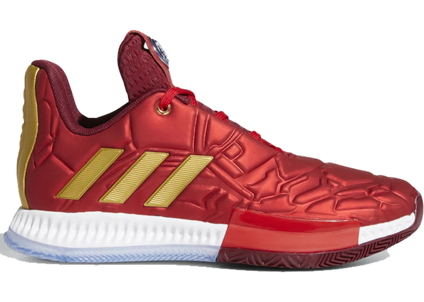 Детские кроссовки для мальчиков с высокими характеристиками Adidas Harden Vol. 3, Scarlet/Collegiate Burgundy/Gold Metallic