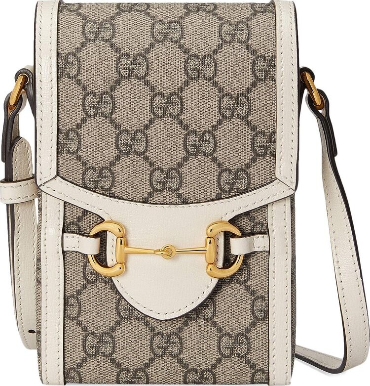 

Сумка Gucci Horsebit 1955 Mini Bag Beige/Ebony/White, бежевый