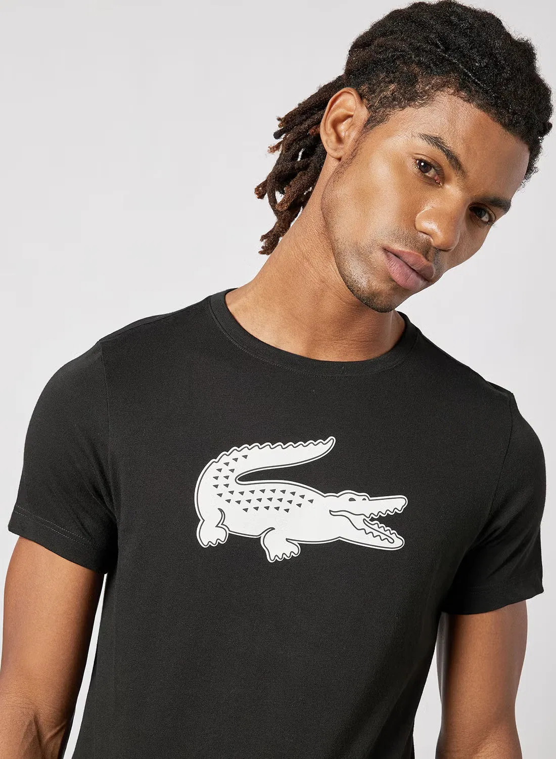 Футболка с вышитым логотипом Lacoste, черный — фото 3