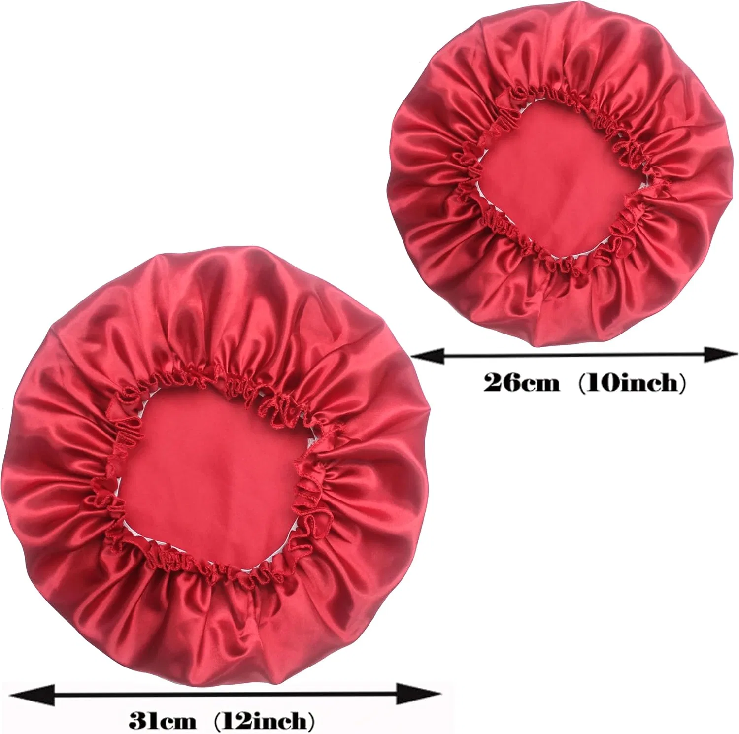 Набор шапочек для душа из сатина, SweetEver, 2 шт., 31/25 см, Wine Red — фото 4