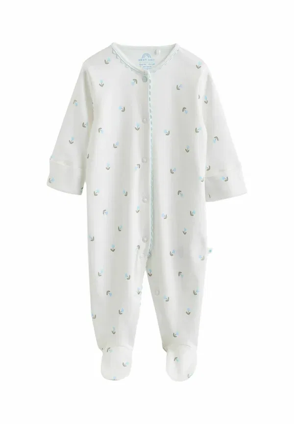 Комплект боди с длинным рукавом, цветочный принт, Regular fit baby sleepsuits 4 pack Next, blue/yellow, синий/желтый — фото 2