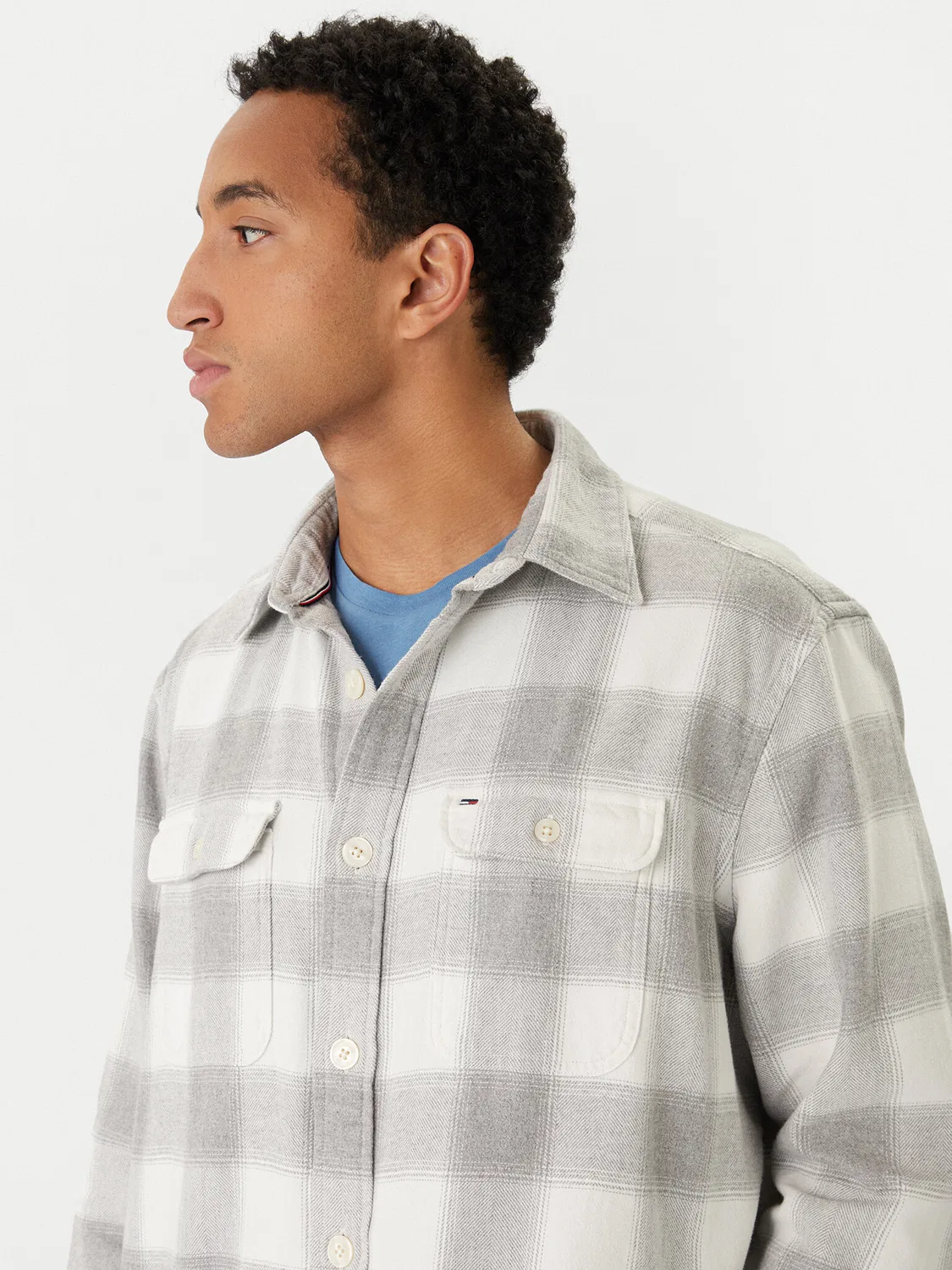 Мужская рубашка стандартного кроя Flannel Tommy Hilfiger, серый — фото 4