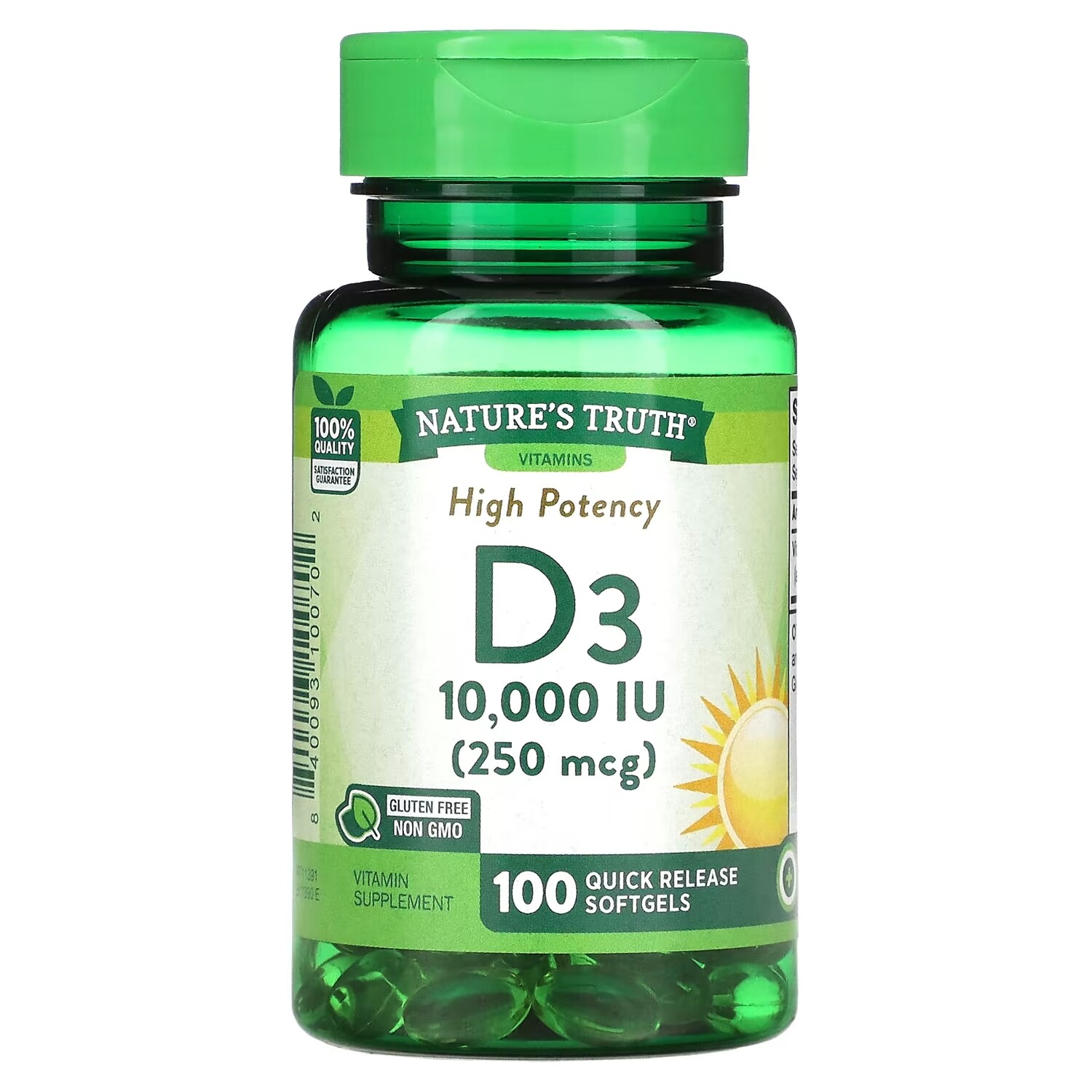 

Nature's Truth Vitamin D3 High Potency 250 mcg 10,000 IU, 100 гелевых капсул