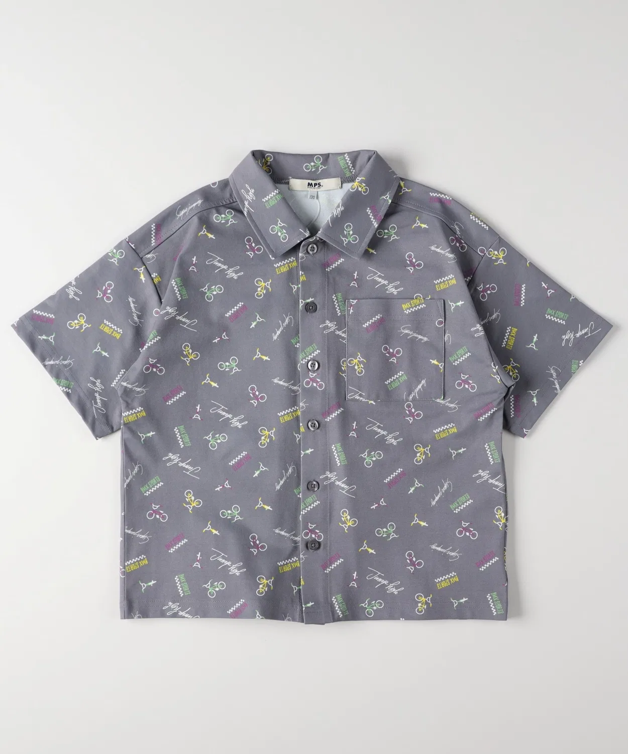Детская рубашка с коротким рукавом, с принтом, модель Bandana Print MPS, Grey