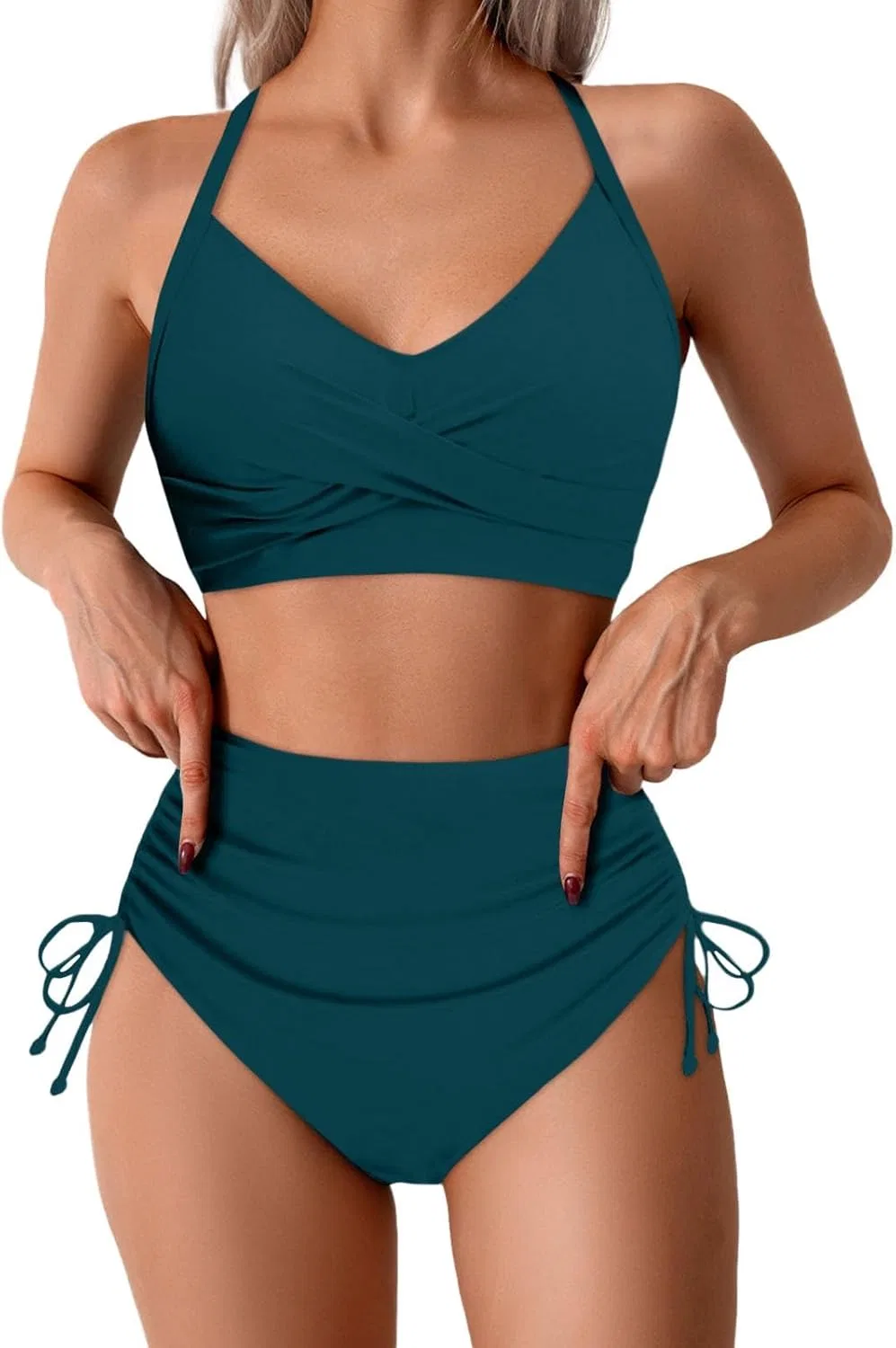Женский бикини-комплект с высокой талией Generic, Dark Green