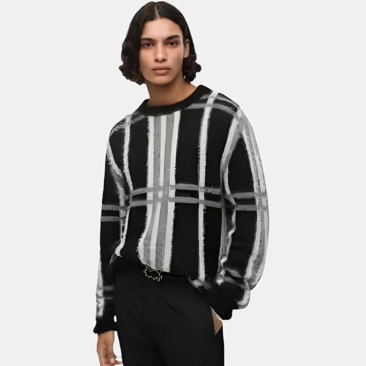Мужской свитер с круглым вырезом Black ZARA, Black — фото 4