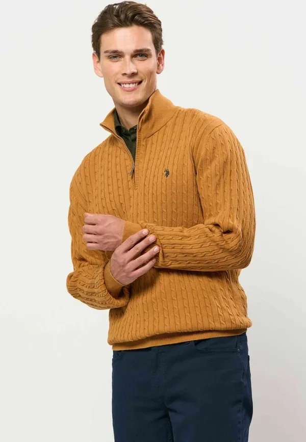 Джемпер из хлопка Romeo U.S. Polo Assn., Brown Sugar, коричневый