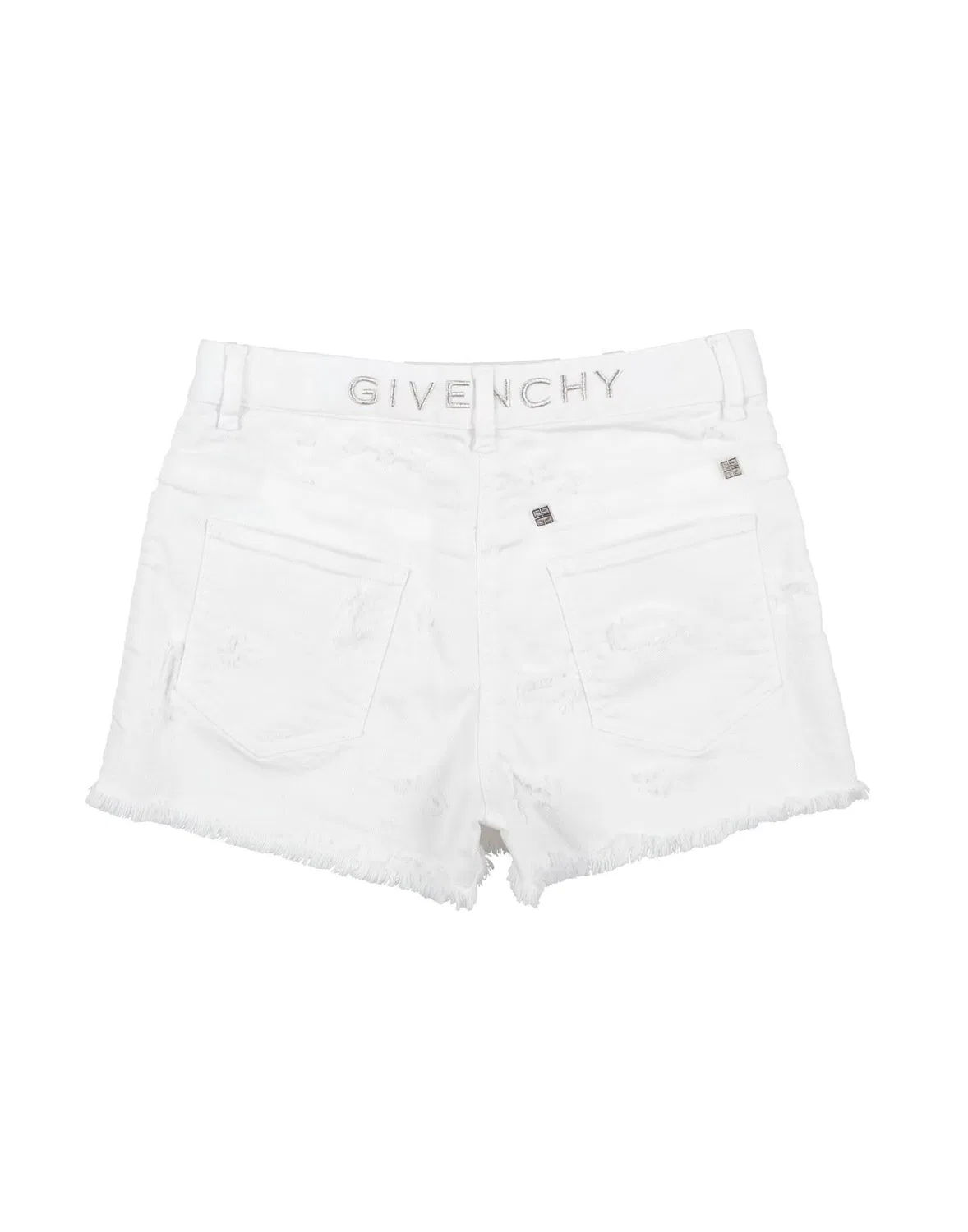 Джинсовые шорты с потертостями Givenchy, белый — фото 2