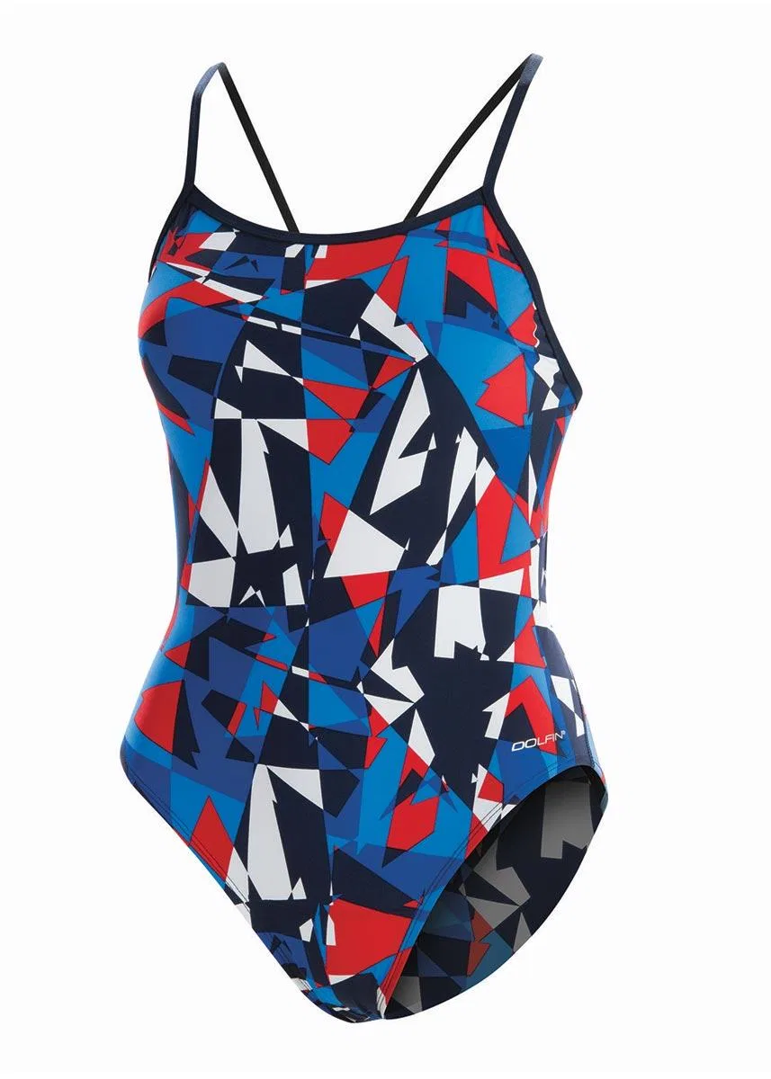 Детский купальник для девочек с V-образной спинкой Graphlite Dynamite Dolfin, Rot Weiss Blau