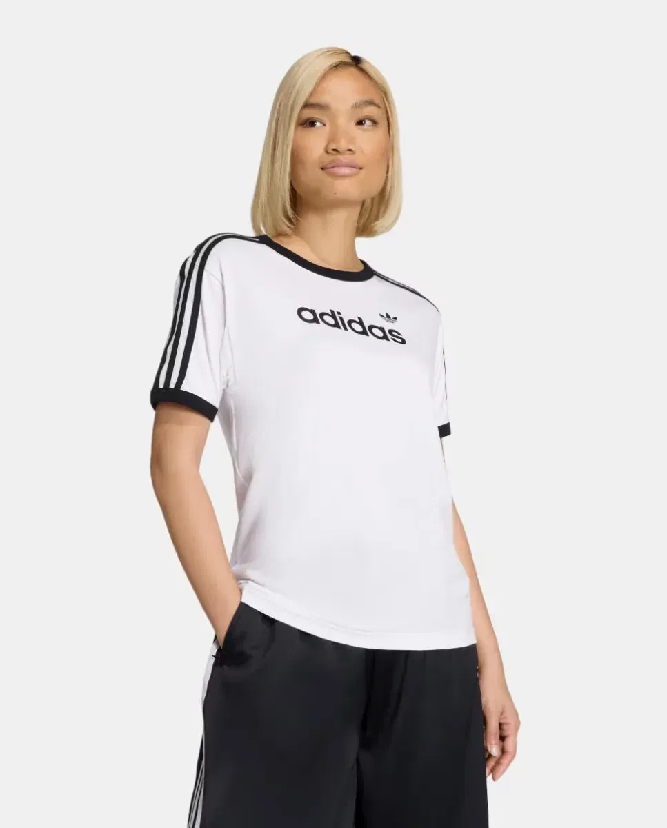Женская футболка хлопковая Adicolor Adidas, Blanco — фото 3