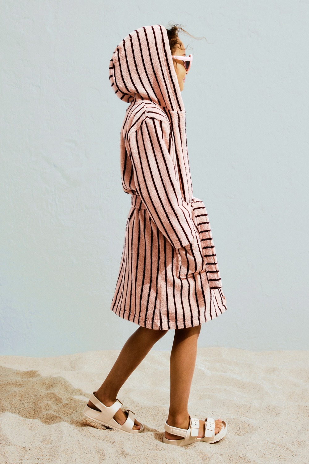 Халат детский H&M Cotton Terry, светло-розовый — фото 4