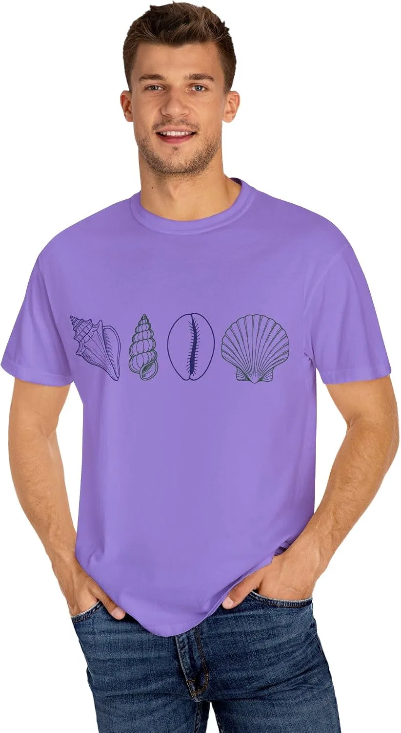 Мужская футболка с рисунком ракушек Comfort Colors 1717, Violet — фото 2